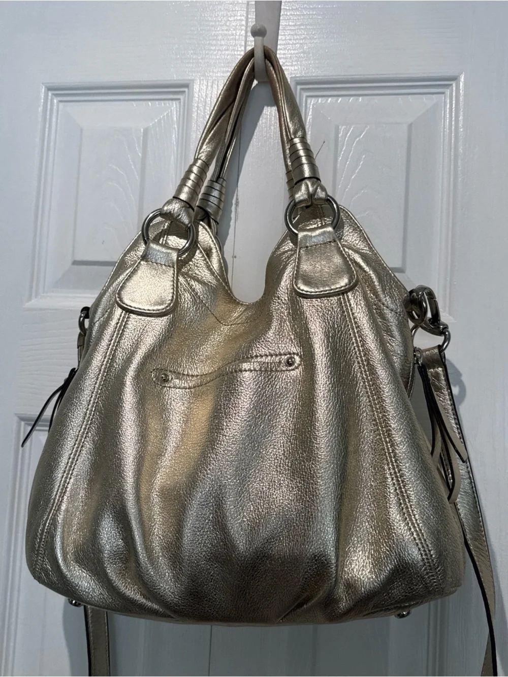 b. makowsky Metallic Gold Leather Shoulder Bag